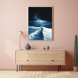 Serene Snowy Landscape Under Starry Sky Poster