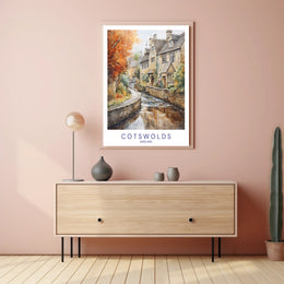Cotswolds English Countryside Watercolor Travel Poster PosterGoat