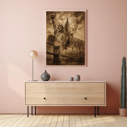 Iconic New York City Skyline Poster Vintage Wall Art