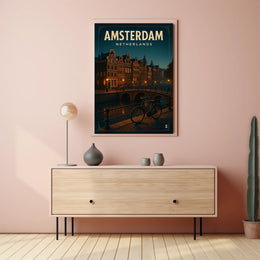 Serene Amsterdam Evening Travel Poster PosterGoat