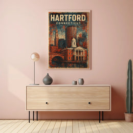 Hartford Cityscape Timeless Art Deco Poster