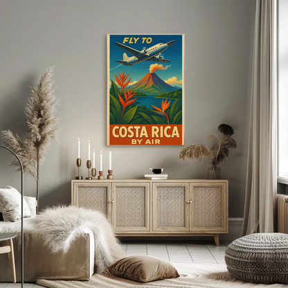 Costa Rica Volcano Jungle Flight Travel Poster