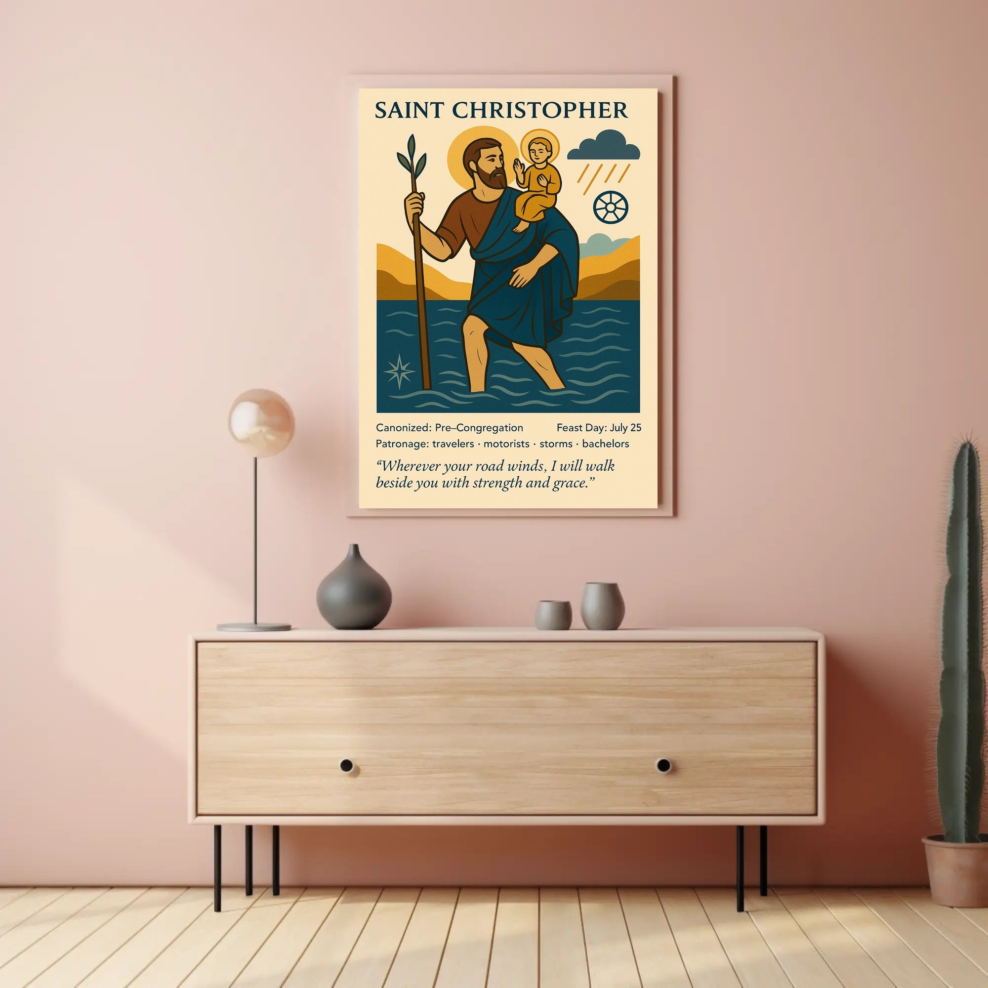 Saint Christopher Vintage Iconography in Mythology Poster