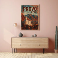 Provo Cityscape Retro Lithograph Collectors Poster