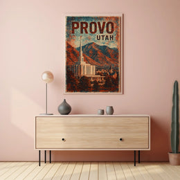 Provo Cityscape Retro Lithograph Collectors Poster