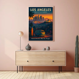 Los Angeles Sunset Vintage Art Poster Print
