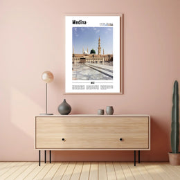 Medina's Iconic Prophet's Mosque Photorealistic Urban or Cityscape Poster PosterGoat