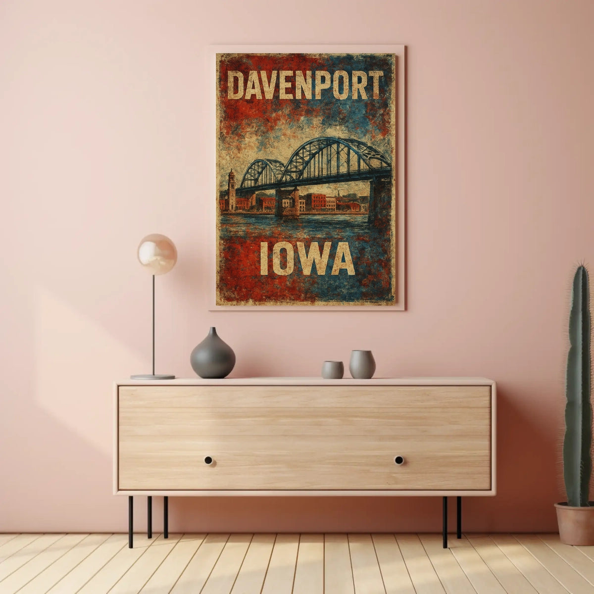Davenport, Iowa Vintage Bridge Vintage Poster