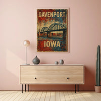 Davenport, Iowa Vintage Bridge Vintage Poster