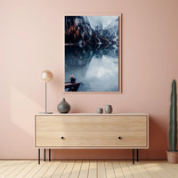 Serene Mountain Lake Autumn Reflection Art Poster