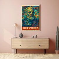 Jules Verne Mosaic Portrait Art Poster - Pop Culture Poster