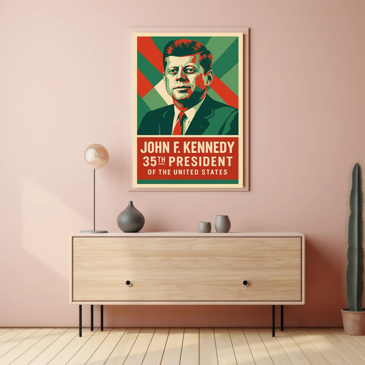 Kennedy 35th President Heritage Midcentury Poster
