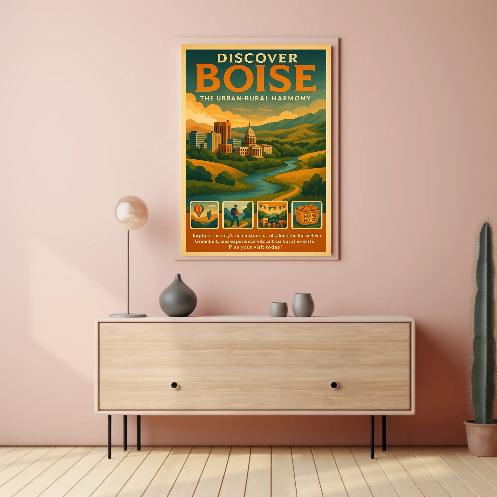 Boise Harmony: Urban and Rural Travel Poster PosterGoat