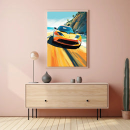Speed and Freedom on Coastal Road Sports Poster