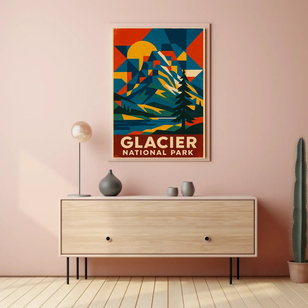 Glacier National Park Commemorative Art Poster