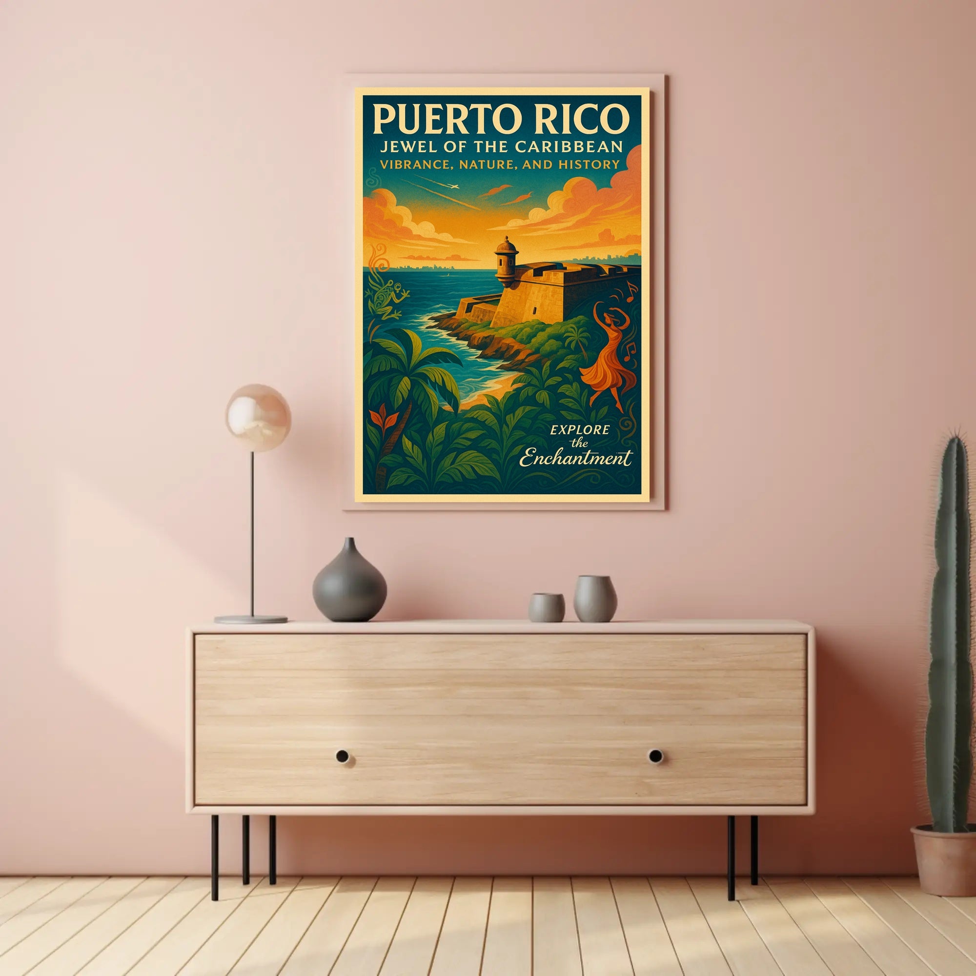 Puerto Rico Jewel of the Caribbean Travel Poster