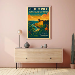 Puerto Rico Jewel of the Caribbean Travel Poster