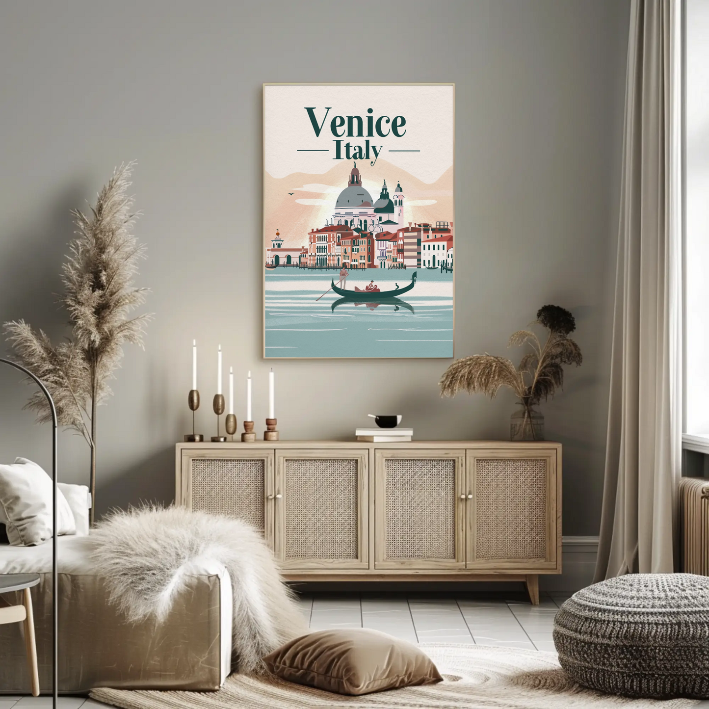 Venice Gondolas Italy Romantic Grand Canal Travel Poster