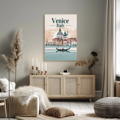 Venice Gondolas Italy Romantic Grand Canal Travel Poster