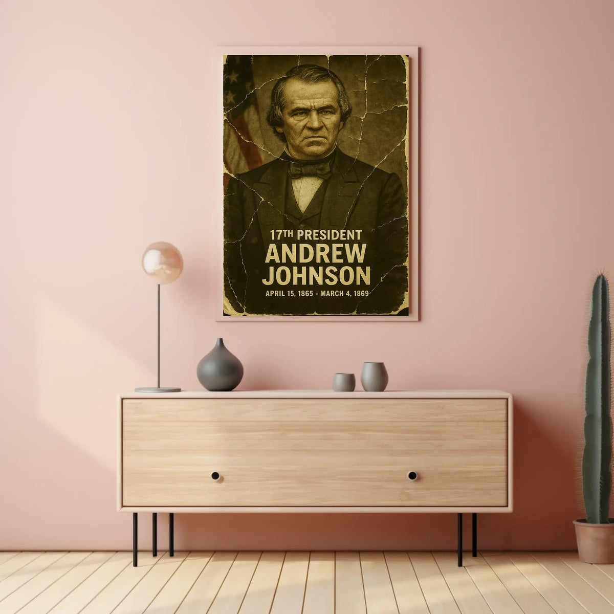 Andrew Johnson 17th President of the United States Damaged Photograph Poster