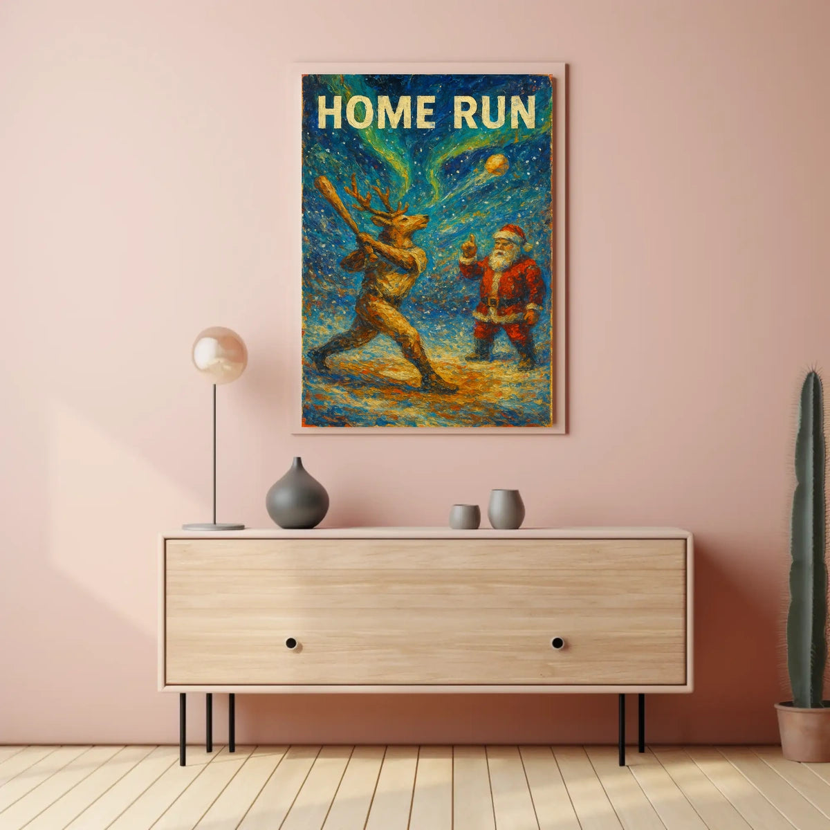 Reindeer Baseball Christmas Fun Sports Poster