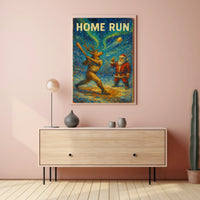 Reindeer Baseball Christmas Fun Sports Poster