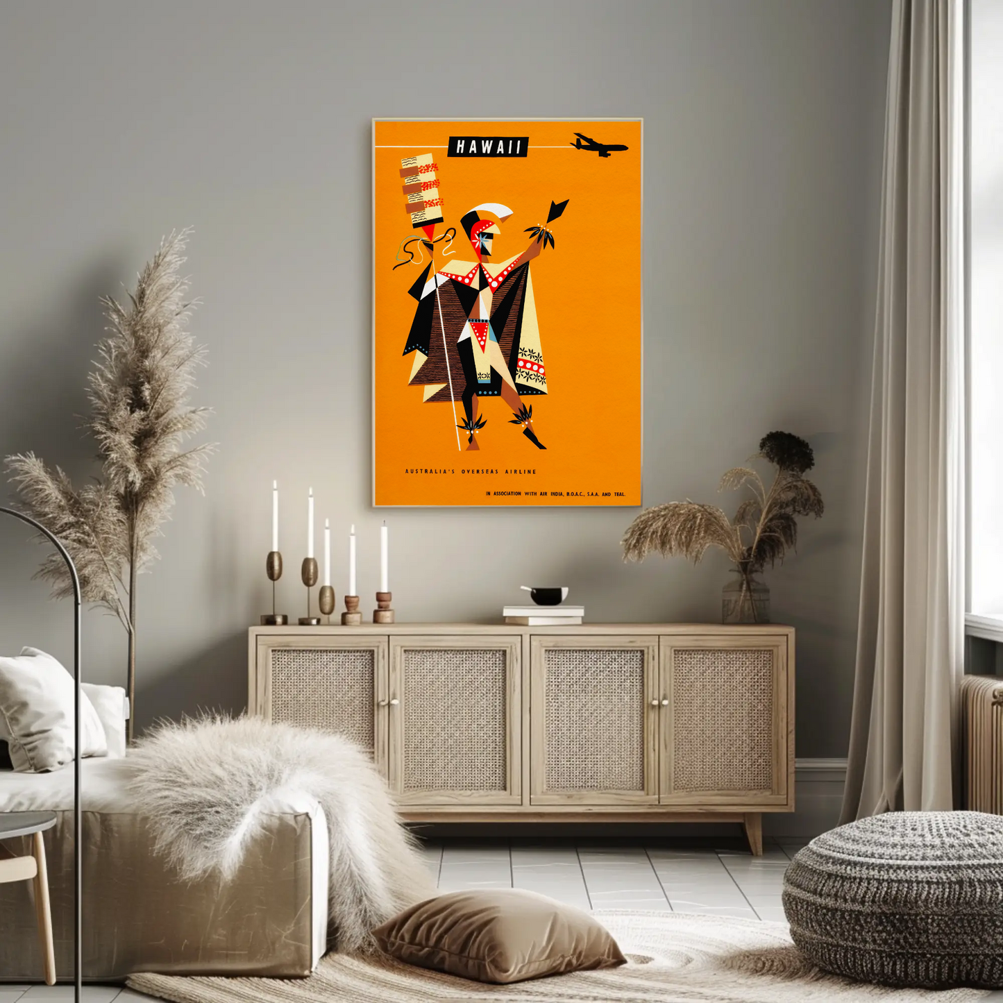 Hawaii Abstract Warrior Airline Promo Art Travel Poster
