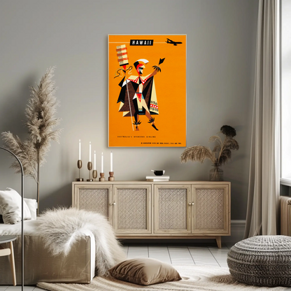 Hawaii Abstract Warrior Airline Promo Art Travel Poster