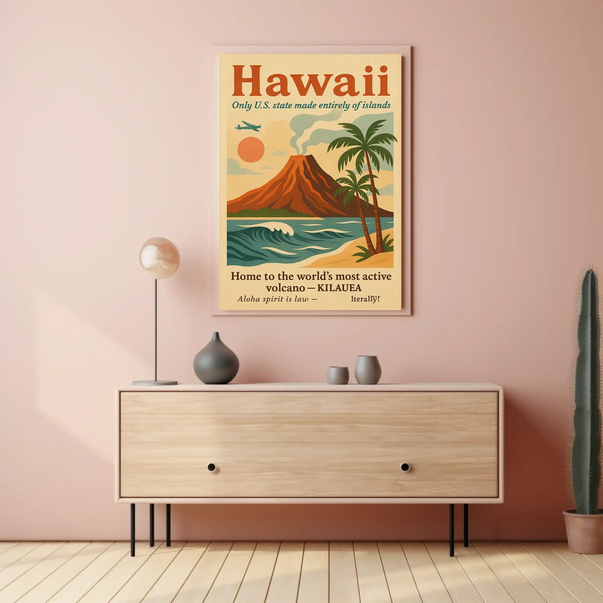 Hawaii Vintage Travel Poster: Volcano and Adventure