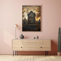 Spooky Graveyard Halloween Tombstone Eerie Poster