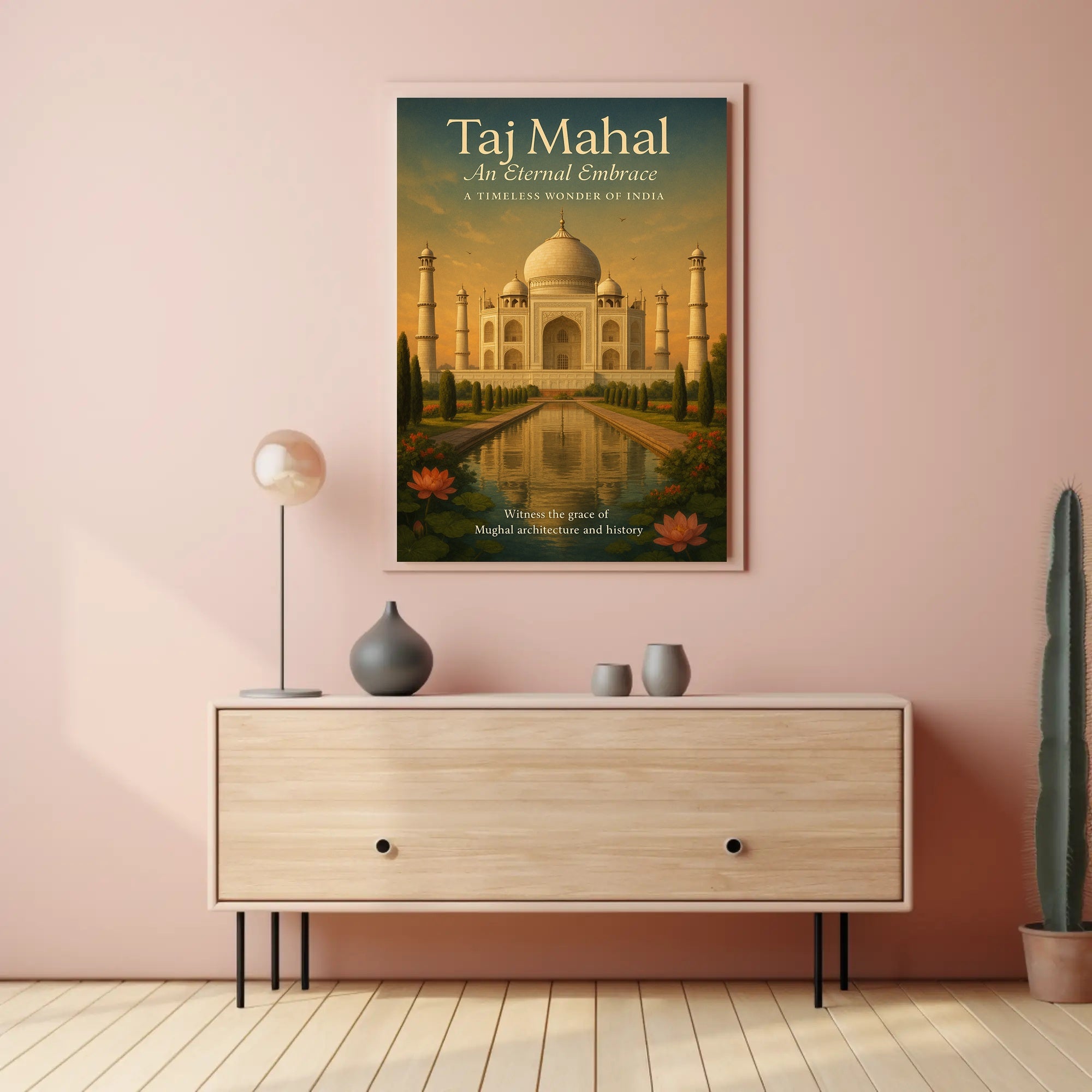 Taj Mahal Vintage Travel Poster Wall Art Print