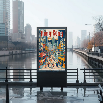 Hong Kong Busy Street Poster