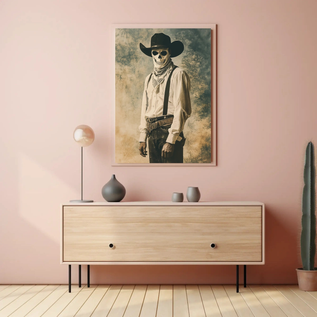 Cowboy Skull Mask Vintage Eerie Western Poster