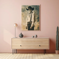 Cowboy Skull Mask Vintage Eerie Western Poster