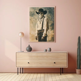 Cowboy Skull Mask Vintage Eerie Western Poster