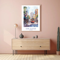 San Diego Streetcar Scene Poster PosterGoat