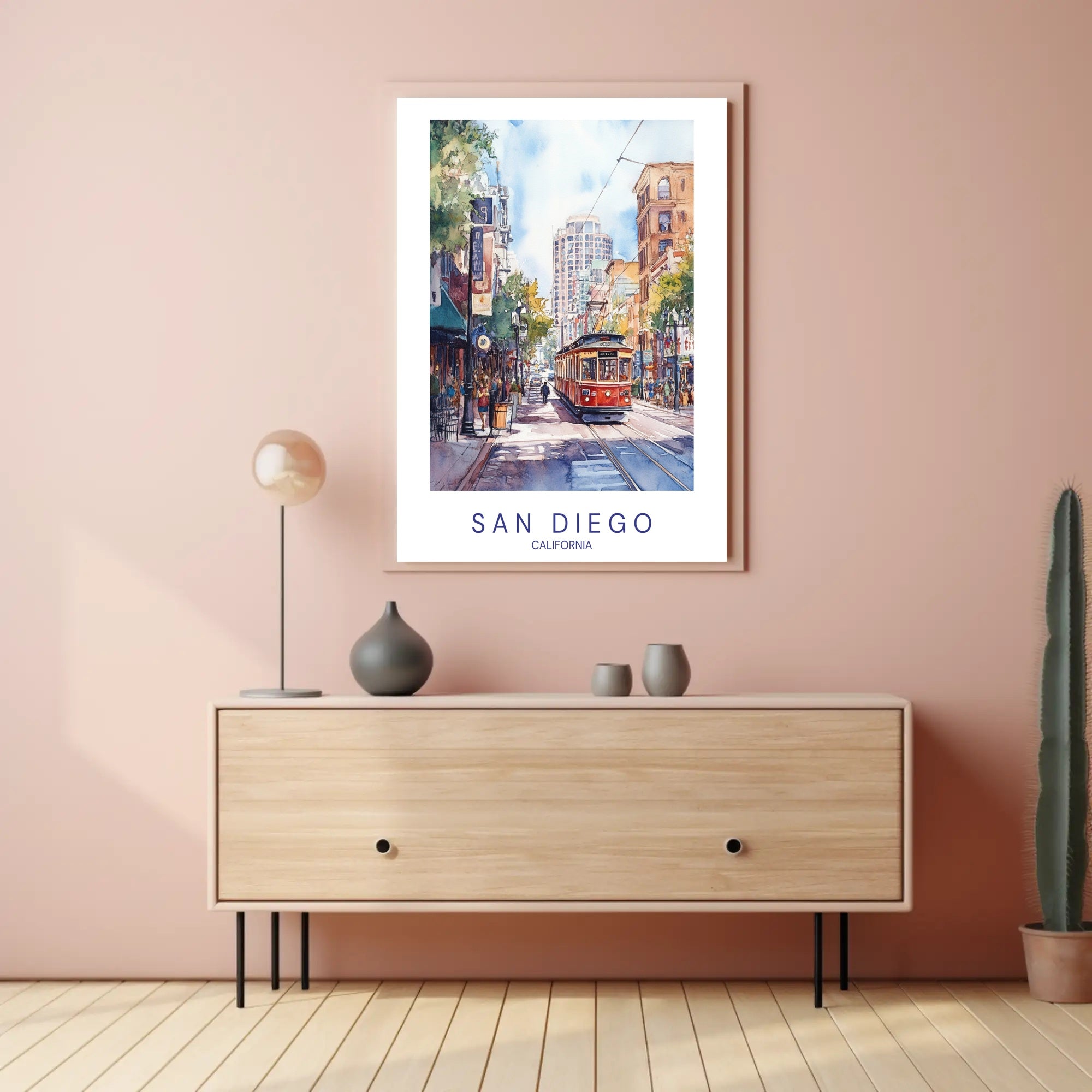 San Diego Streetcar Scene Poster PosterGoat
