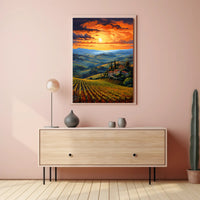 Sunset Over Tuscan Vineyards Poster