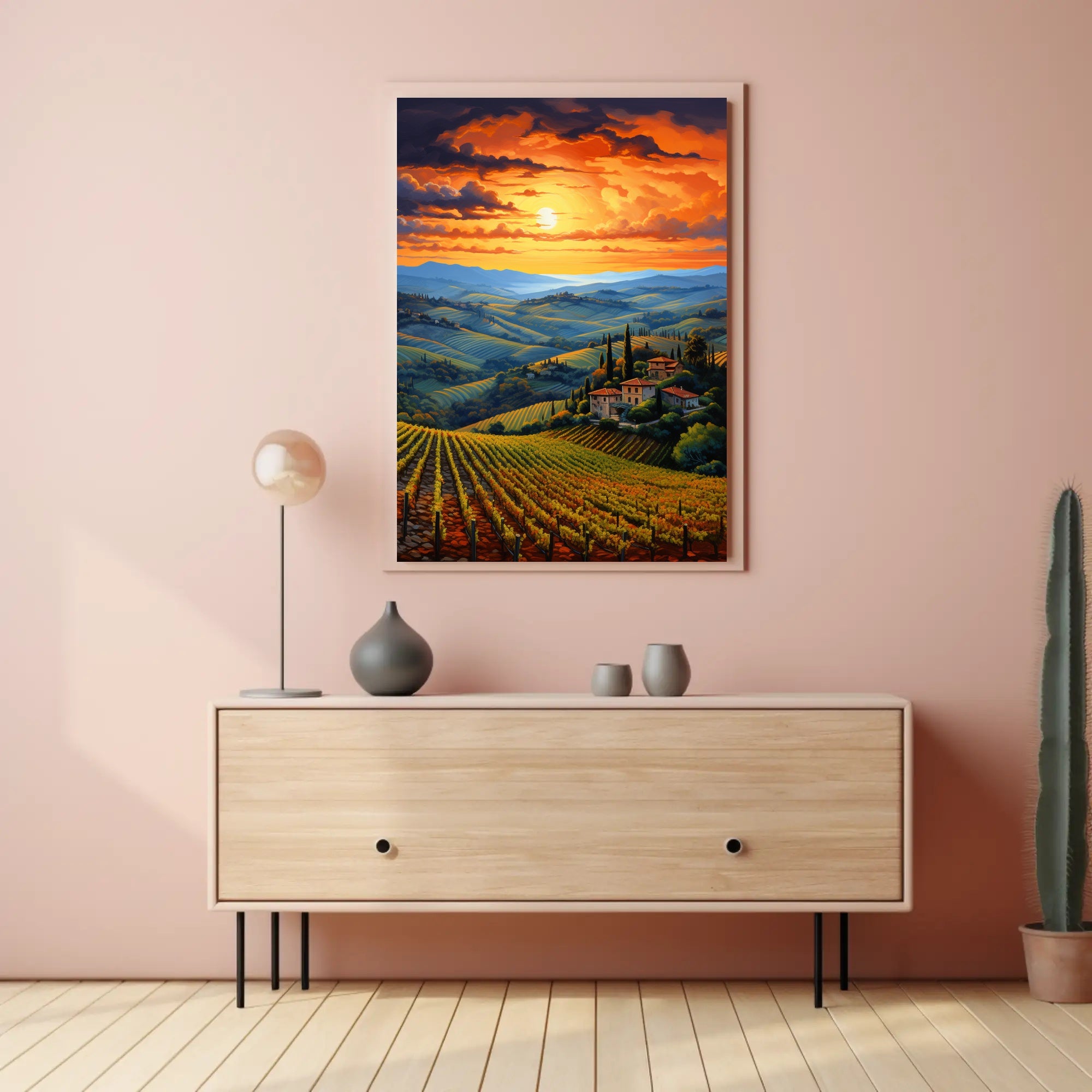 Sunset Over Tuscan Vineyards Poster