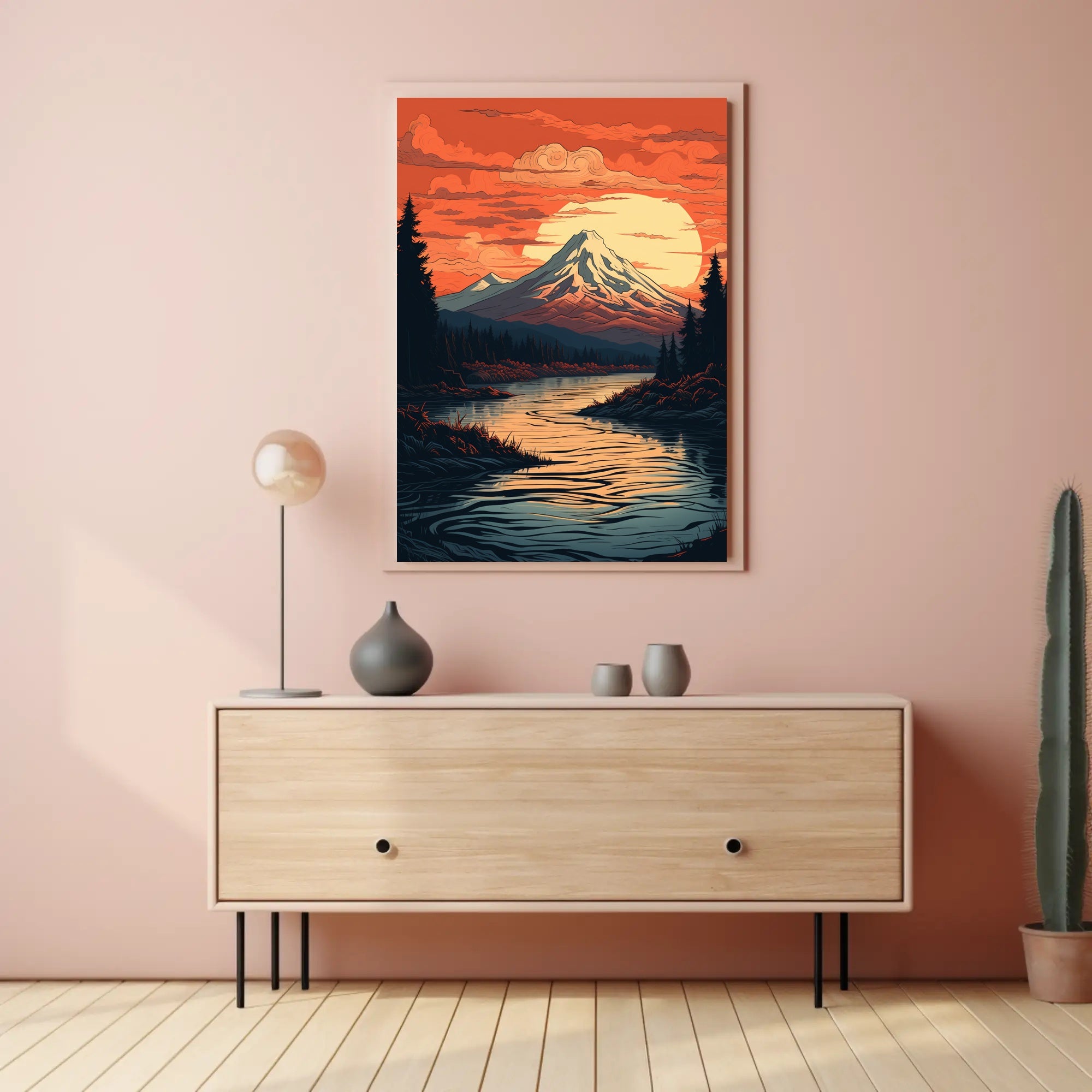 Serene Mountain Sunset Poster PosterGoat