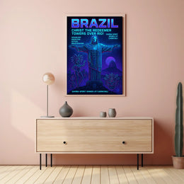 Brazil - Christ the Redeemer and Carnival Celebration Poster PosterGoat