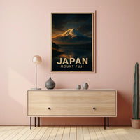 Mount Fuji Sunrise Travel Vintage Poster