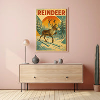 Reindeer On Skis Poster