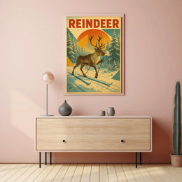 Reindeer On Skis Poster