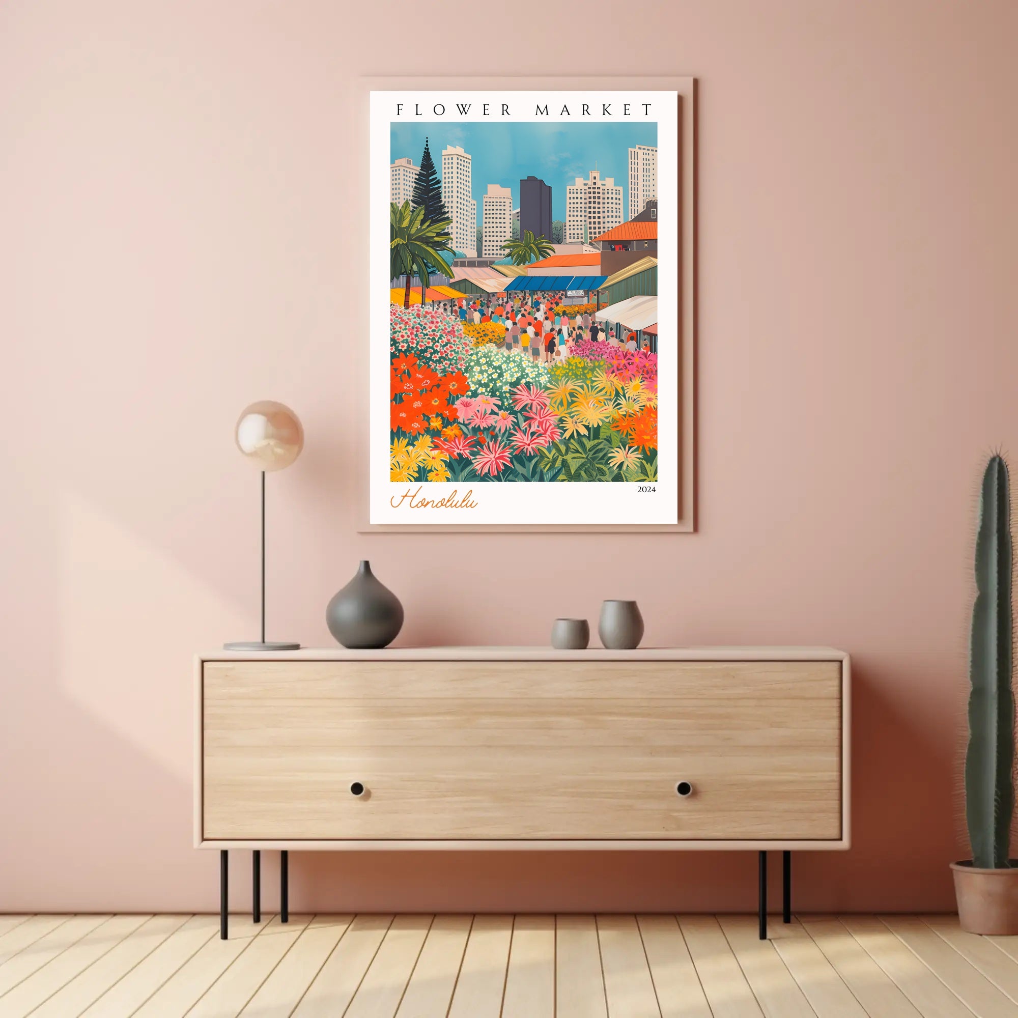 Vibrant Flower Market in Honolulu Poster PosterGoat