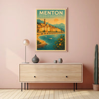 Menton Riviera Vintage Travel Poster: Coastal Elegance