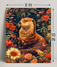 Enchanted Otter In A Floral Wonderland William Morris Art Poster