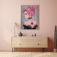 Gothic Elegance Woman Illustration Spider Tattoo Poster