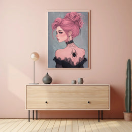 Gothic Elegance Woman Illustration Spider Tattoo Poster