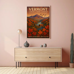 Vermont Scenic Wall Art Poster Vintage Travel Print
